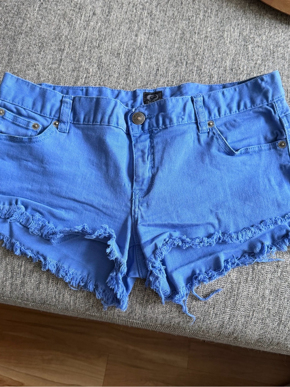 Rip Curl Electric Blue Frayed Hem Women's Denim Shorts